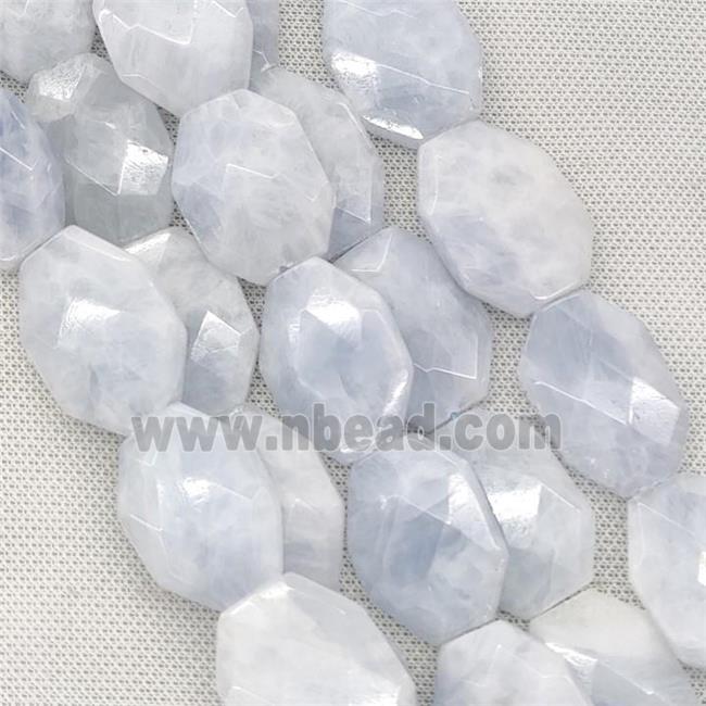 Natural Blue Calcite Beads Faceted Slice