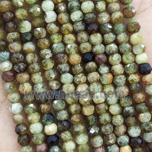 Natural Green Garnet Beads Faceted Rondelle
