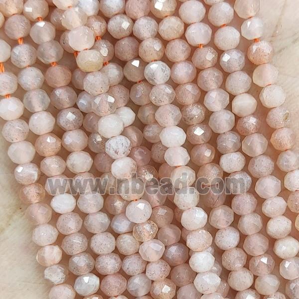 Pink Moonstone Beads Faceted Rondelle