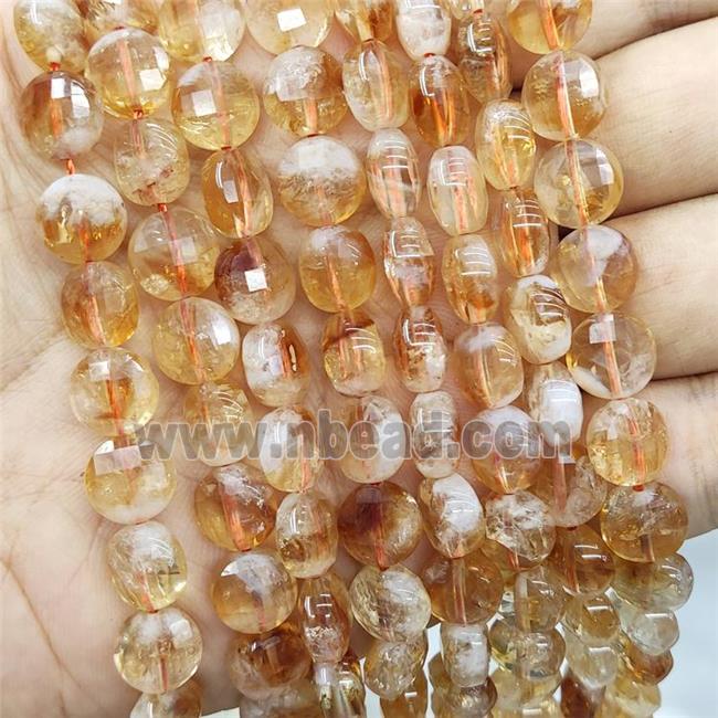 Natural Citrine Beads Faceted Circle Yellow