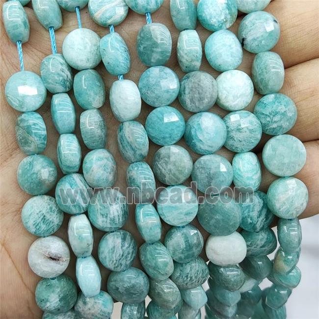 Green Amazonite Beads Faceted Circle