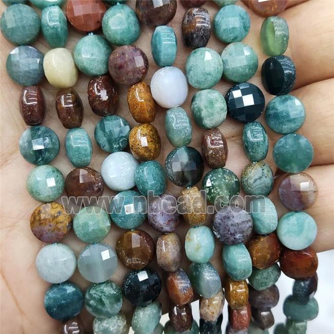 Ocean Agate Beads Faceted Circle Multicolor