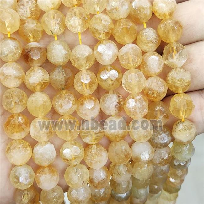 Natural Citrine Beads Faceted Round Yellow