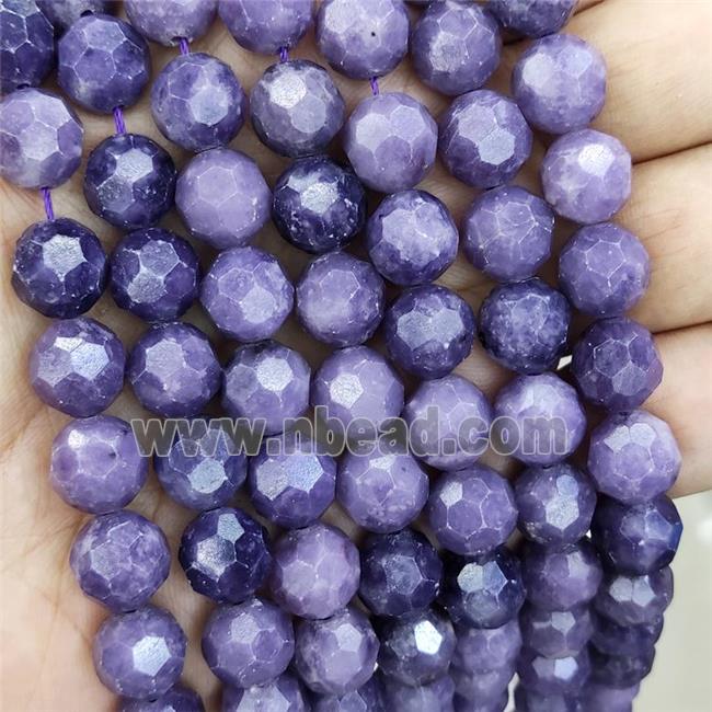 Purple Lepidolite Beads Faceted Round