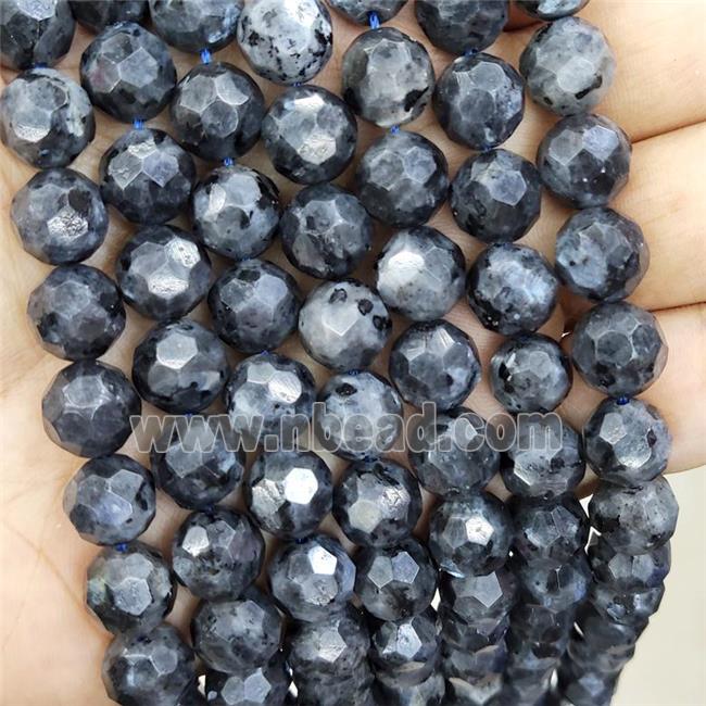 Black Labradorite Beads Faceted Round Larvikite
