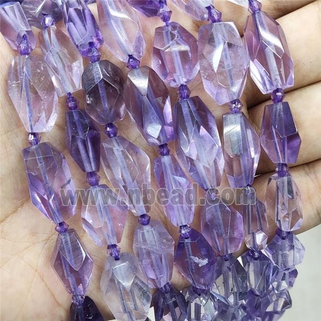 Purple Amethyst Nugget Beads Graduated Freeform Faceted A-Grade