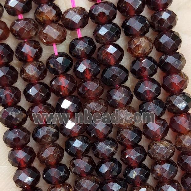 Natural Red Garnet Beads Faceted Rondelle