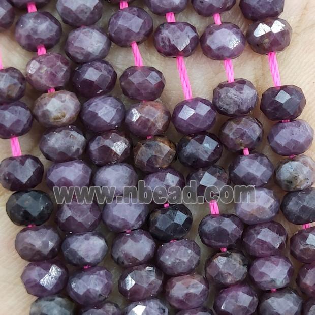 Natural Ruby Beads Faceted Rondelle
