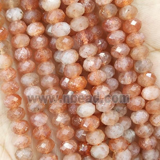 Natural Gold Sunstone Peach Faceted Rondelle