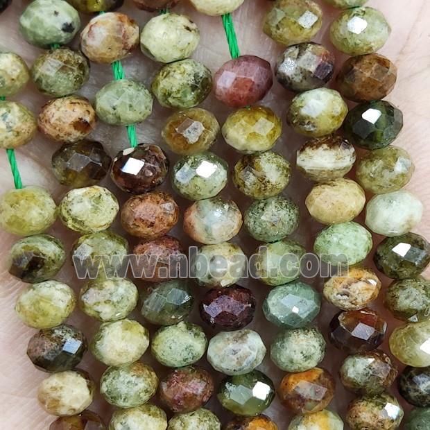 Natural Green Garnet Beads Faceted Rondelle