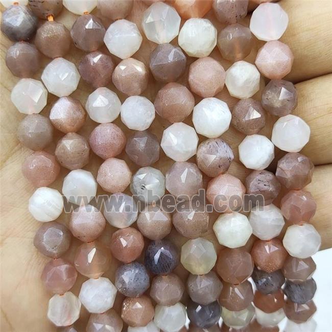 Natural Moonstone Beads Multicolor Round Cut
