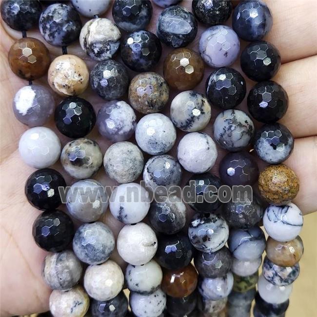 Black Moss Opal Beads Faceted Round