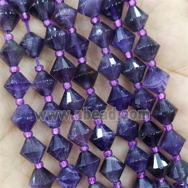 Natural Amethyst Beads Purple Bicone