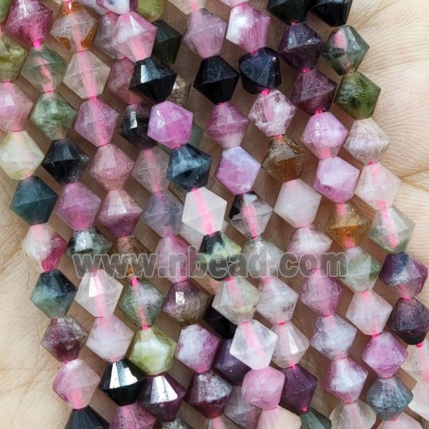 Natural Tourmaline Beads Multicolor Bicone
