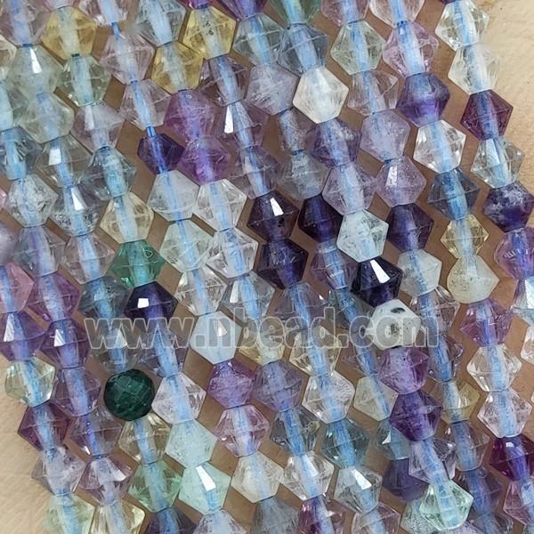 Natural Multicolor Fluorite Beads Bicone Tiny