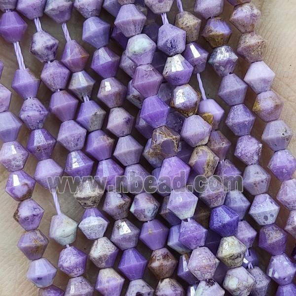 Natural Lepidolite Beads Purple Bicone