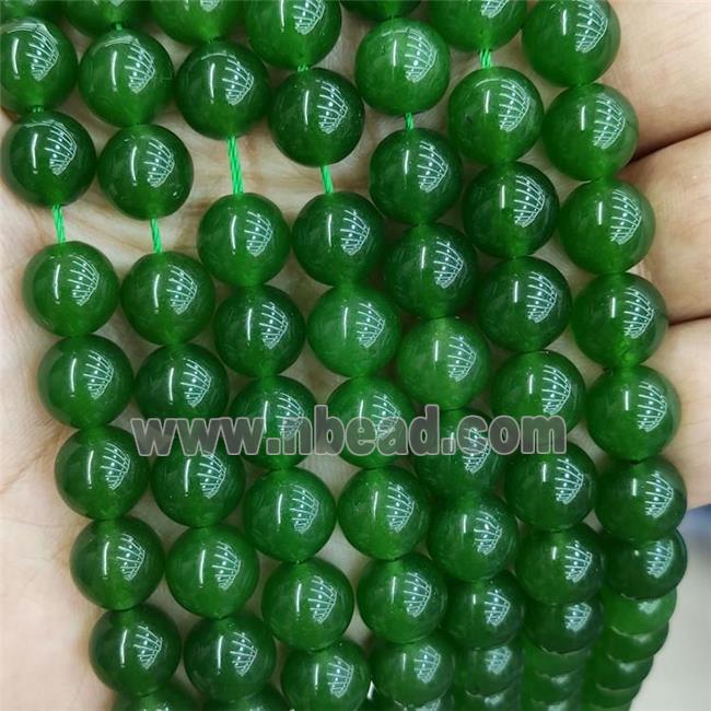 Green Canadian Chrysoprase Beads Treated Smooth Round
