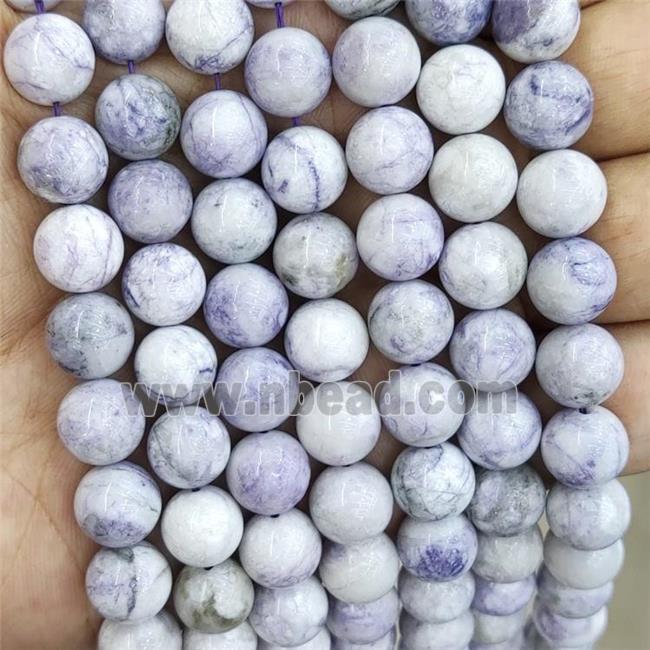 Purple Howlite Turquoise Beads Smooth Round Dye