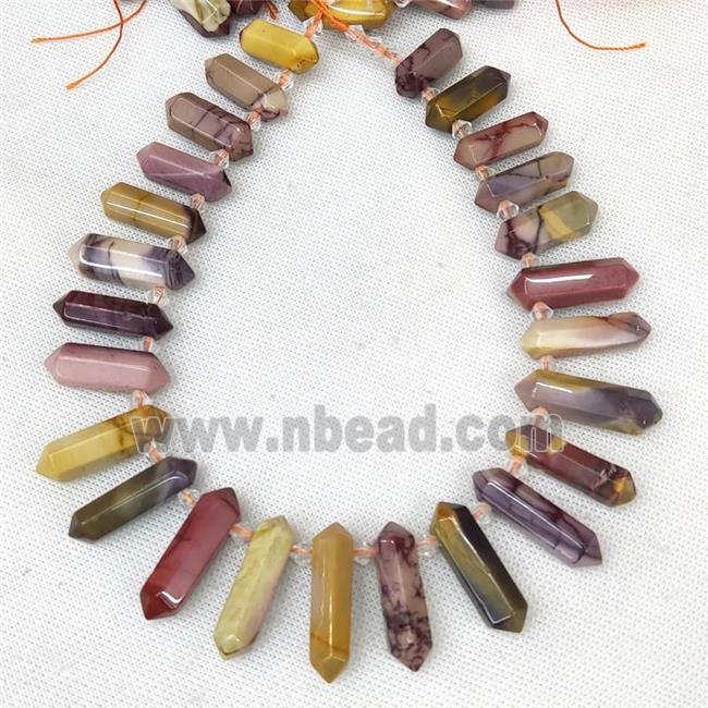 Natural Mookaite Bullet Beads Multicolor Topdrilled Graduated