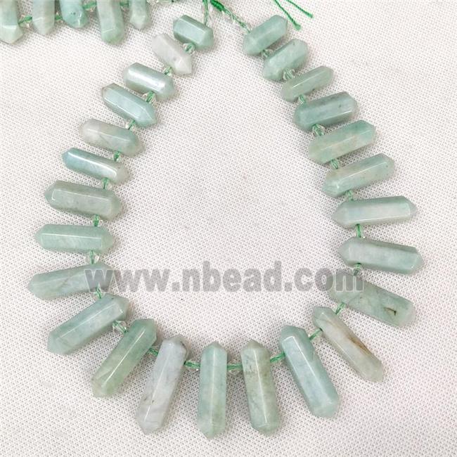 Green Amazonite Bullet Beads Topdrilled Graduated