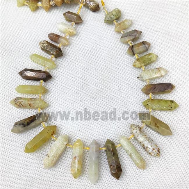 Natural Yellow Opal Bullet Beads Topdrilled Graduated