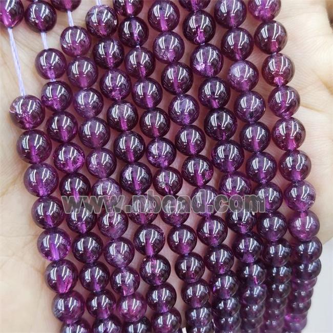 Natural Garnet Beads Purple Smooth Round A-Grade