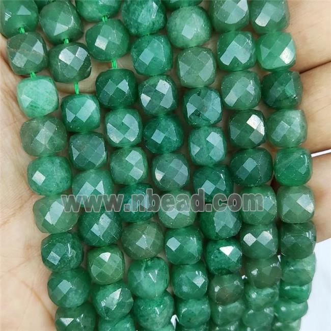 Natural Green Aventurine Beads Faceted Cube