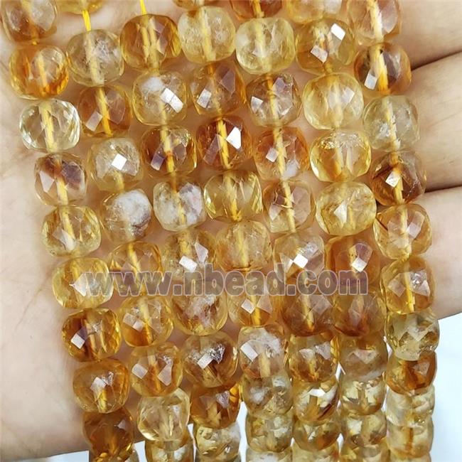Natural Citrine Beads Yellow Faceted Cube A-Grade