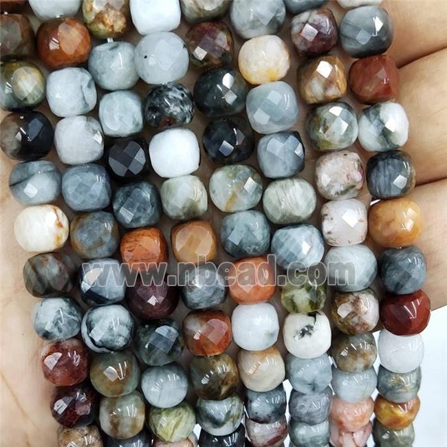 Natural Hawkeye Stone Beads Faceted Cube