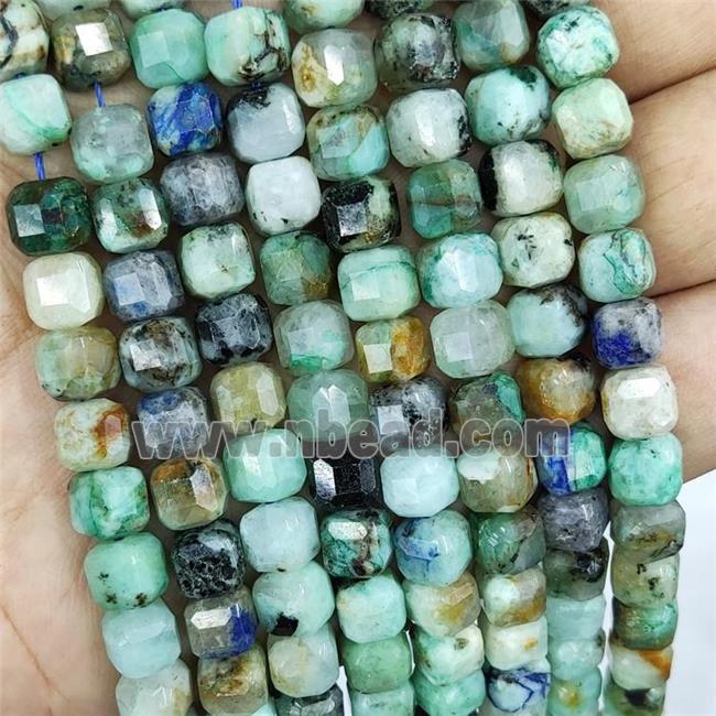 Natural Azurite Beads Faceted Cube