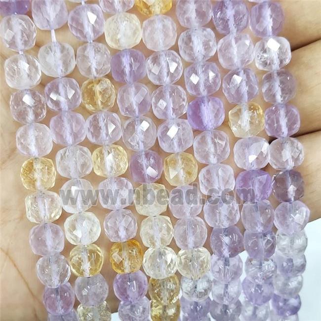 Natural Ametrine Beads Faceted Cube