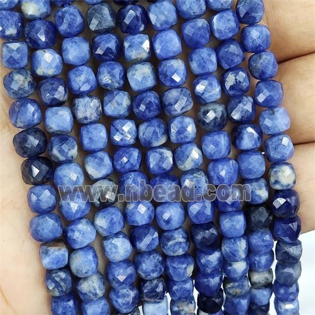 Natural Sodalite Beads Blue Faceted Cube