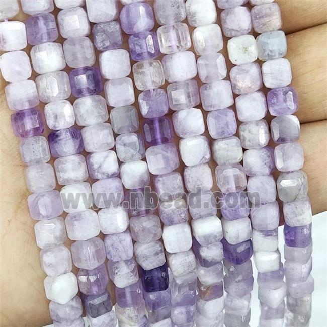 Natural Chalcedony Beads Purple Faceted Cube