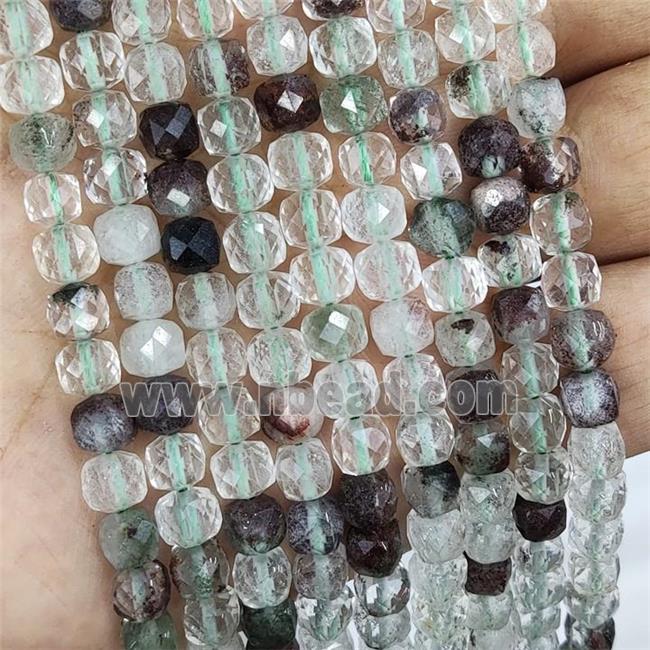 Natural Green Chlorite Quartz Beads Faceted Cube