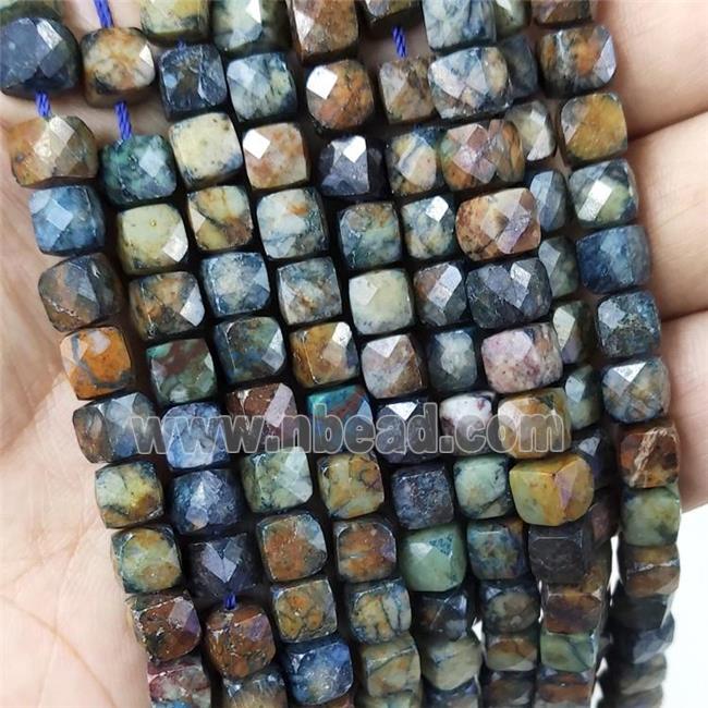 Natural Chrysocolla Beads Faceted Cube