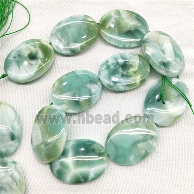 Natural Peacock Angelite Beads Oval Green
