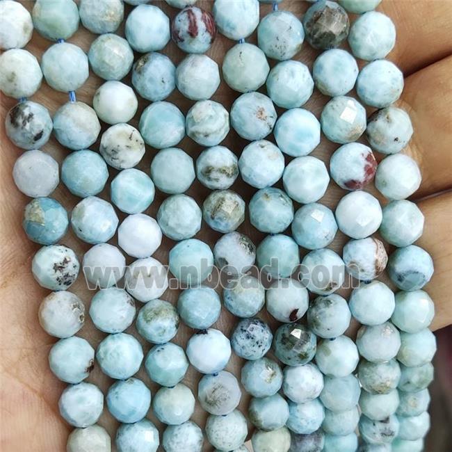 Natural Larimar Beads Faceted Round A-Grade