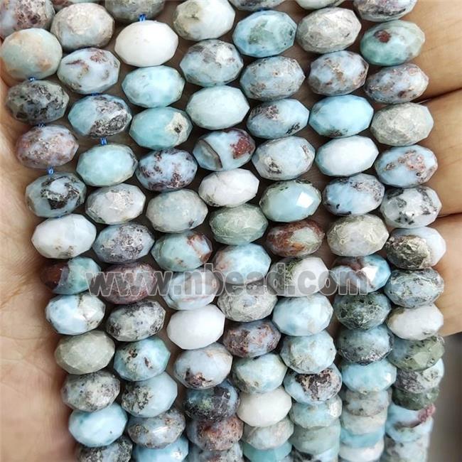 Natural Larimar Beads Faceted Rondelle B-Grade
