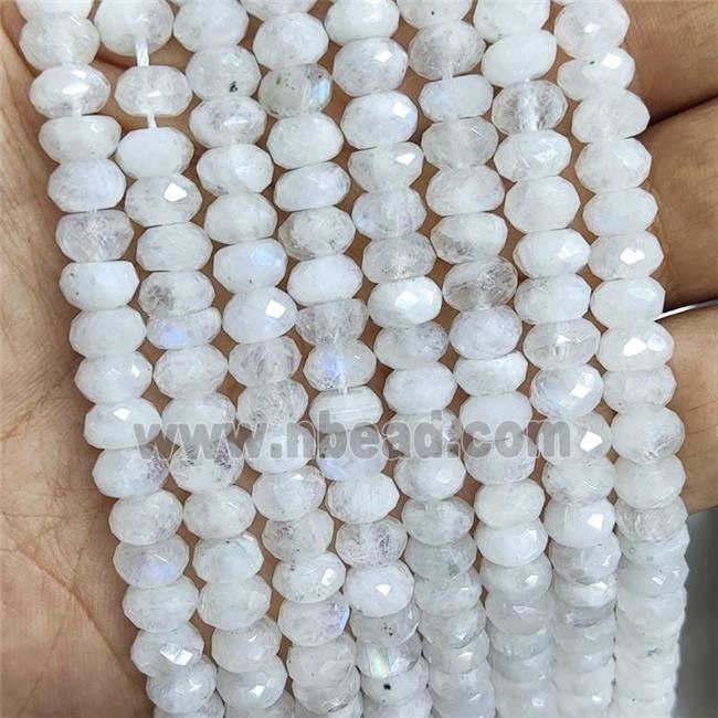 Natural Rainbow White Moonstone Beads Faceted Rondelle