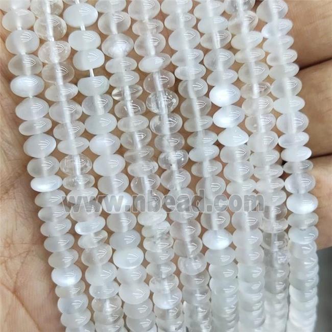 Natural White Moonstone Beads Smooth Rondelle