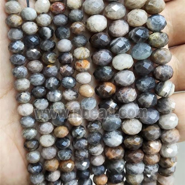 Natural Black Sunstone Beads Faceted Rondelle
