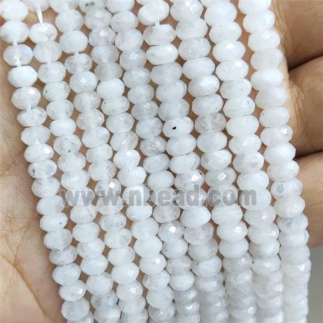 Natural White Moonstoen Beads Faceted Rondelle