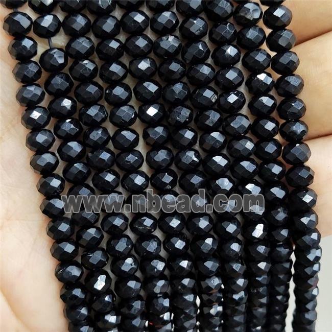 Natural Black Tourmaline Beads Faceted Rondelle