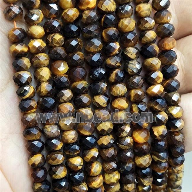 Natural Tiger Eye Stone Beads Faceted Rondelle