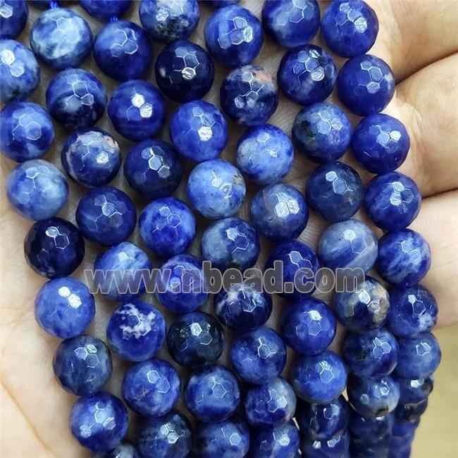 Natural Blue Sodalite Beads Faceted Round
