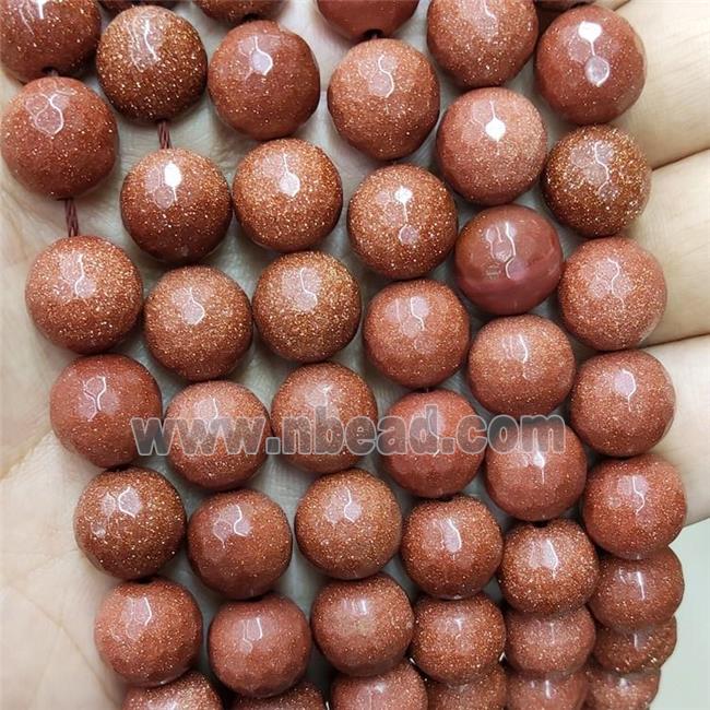 Gold Sandstone Beads Faceted Round
