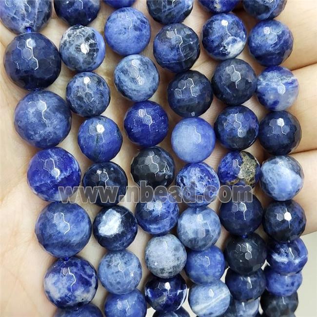 Natural Blue Sodaite Beads Faceted Round