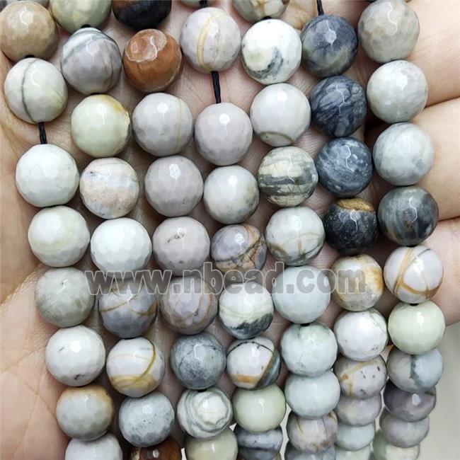 Natural Black Picasso Jasper Beads Creek Faceted Round