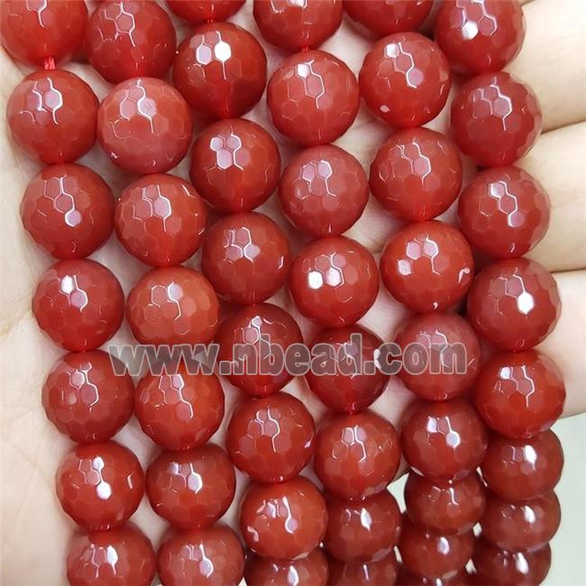 Natural Red Carnelian Agate Beads Faceted Round A-Grade