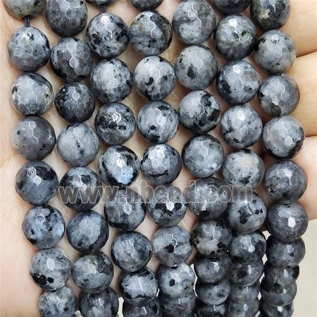 Natural Black Labradorite Beads Faceted Round Larvikite